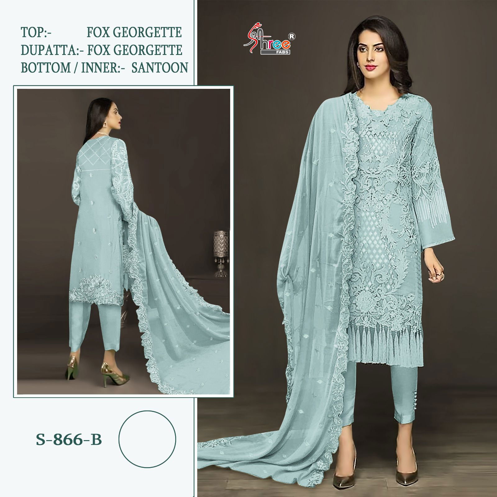 S 866 Shree Fab Faux Georgette Pakistani Dress Material Catalog